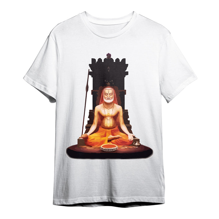 Raghavendra Pima  Round Neck T-shirt - White