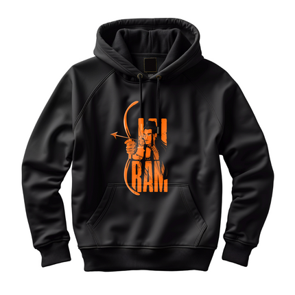 Jai Ram With Image (English) Hoodie  - Black