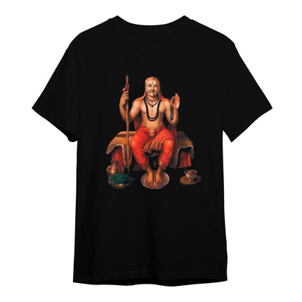 Sri Guru raghavendra Swami Pima Round Neck T-shirt - Black